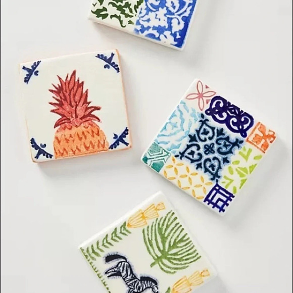 Anthropologie Azulejo Tile Coasters, Set of 4 - Picture 1 of 6
